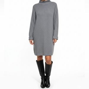 MNG Heather Gray Cable Knit Sweater Dress